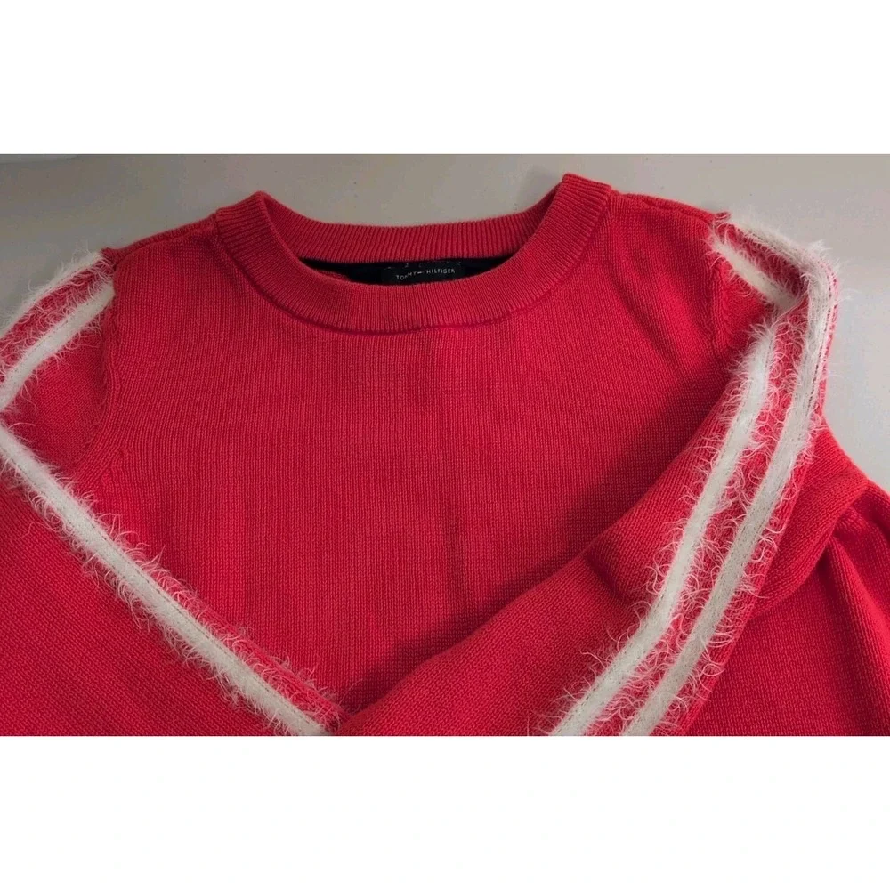 Tommy Hilfiger Women's Crewneck Pullover Sweater Red‎ w/ White Stripes size XL